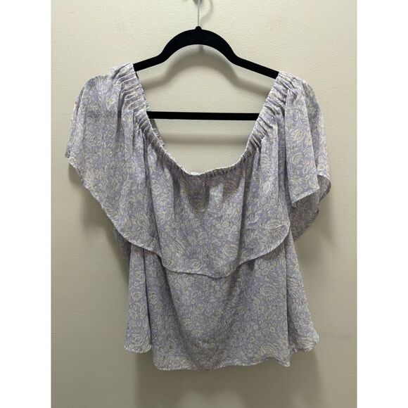 Express Lilac Off Shoulder Top Good Foil Size Xl - Picture 1 of 6